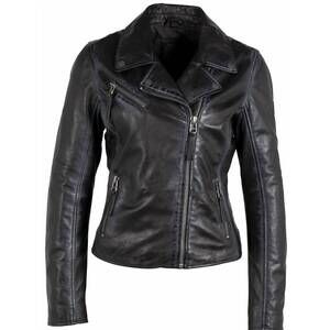 NEW MAURITIUS women's christy star leather jacket in black/olive